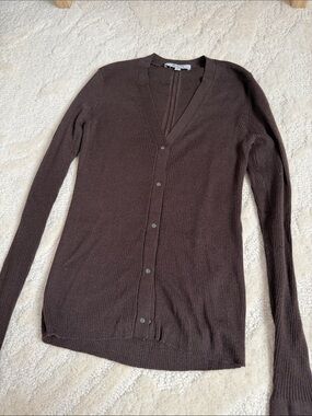 Madewl Brown Button-Front Ribbed Sweater